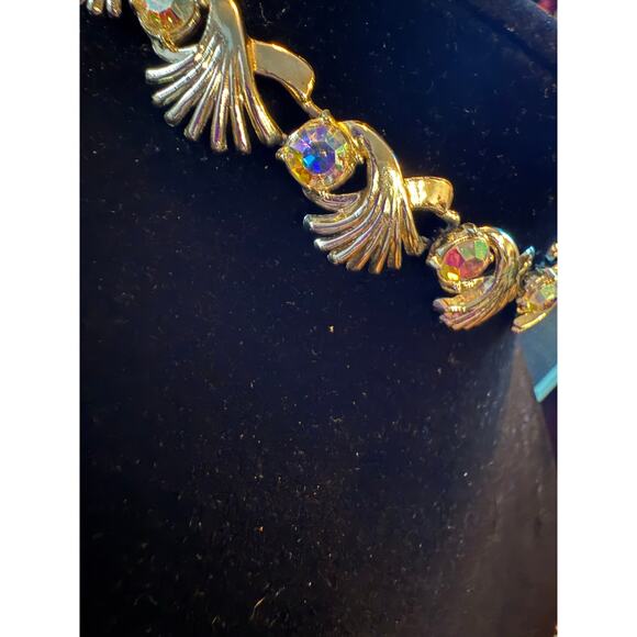 Vintage MCM Adjustable Statement Choker Necklace Aurora Borealis Crystal Silver - Picture 15 of 16